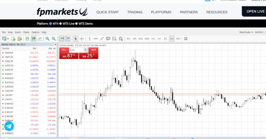 MetaTrader 4 im Webterminal von FP Markets