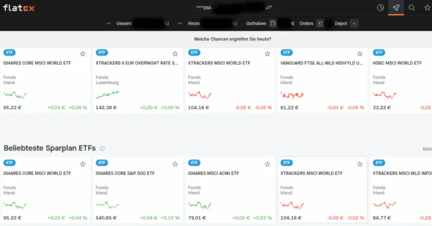 Top-10-Listen für ETFs bei flatex AT