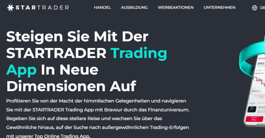 STARTRADER Website mit Infos zur Trading App